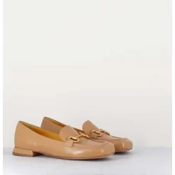 Mocassins En Cuir Beige & Mors Dore - Q155 Cotton Nocciola