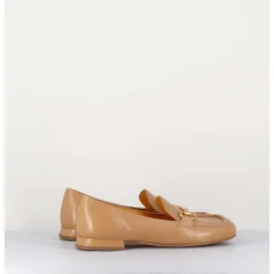 Mocassins En Cuir Beige & Mors Dore - Q155 Cotton Nocciola