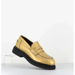Mocassins En Cuir Dore Mat Semelle Legere - Al100 Old Metal