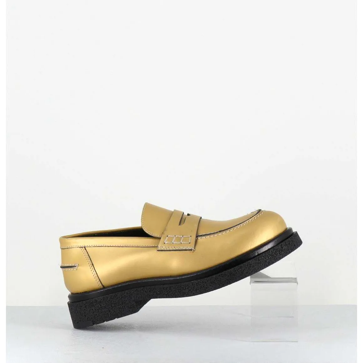 Mocassins En Cuir Dore Mat Semelle Legere - Al100 Old Metal
