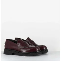 Mocassins En Cuir Glace Bordeaux Semelle Legere - Al100 Abrasivato Bordeau