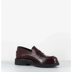 Mocassins En Cuir Glace Bordeaux Semelle Legere - Al100 Abrasivato Bordeau