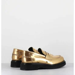Mocassins En Cuir Glace Miroir Or Semelle Legere - Al100 Superlux Oro