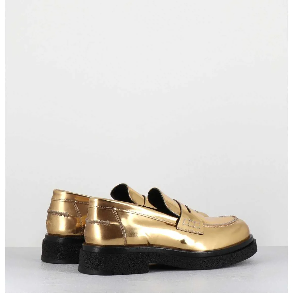 Mocassins En Cuir Glace Miroir Or Semelle Legere - Al100 Superlux Oro