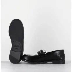 Mocassins En Cuir Glace Noir & Argent - Al103 Nero Argento