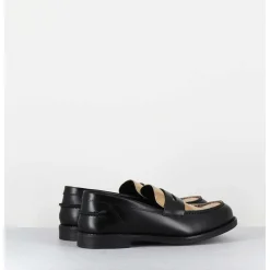 Mocassins En Cuir Glace Noir & Or - Al103 Nero Oro