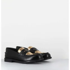 Mocassins En Cuir Glace Noir & Or - Al103 Nero Oro