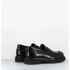 Mocassins En Cuir Glace Noir Semelle Legere - Al100 Abrasivato Nero