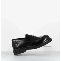 Mocassins En Cuir Glace Noir Semelle Legere - Al100 Abrasivato Nero