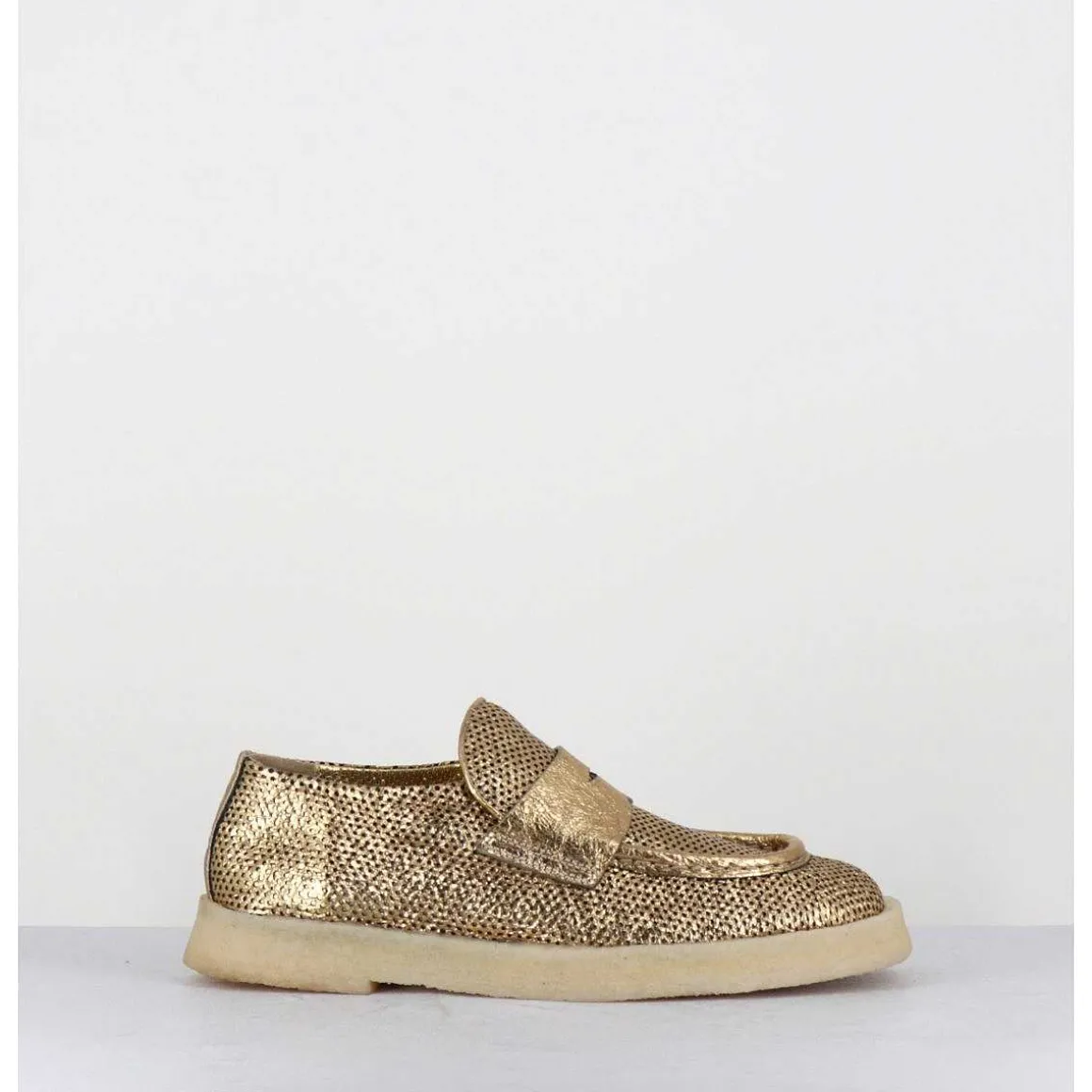 Mocassins En Cuir Metallise Dore & Crepe - 10816 Terenz Mekong