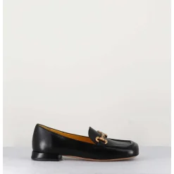 Mocassins En Cuir Noir & Mors Dore - Q155 Seta Nero