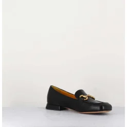 Mocassins En Cuir Noir & Mors Dore - Q155 Seta Nero
