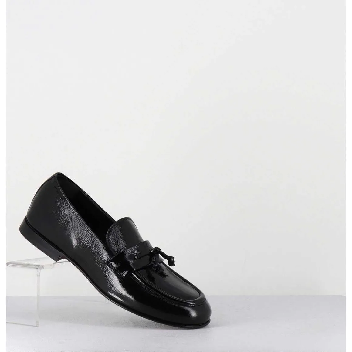 Mocassins En Cuir Vernis Noir Souple - 60264 Naplak Nero