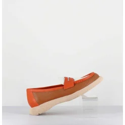 Mocassins Legers En Cuir Graine Orange Beige - S146 Cuoio Panna