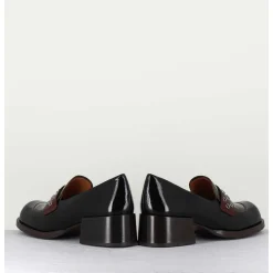 Mocassins Petit Talon Cuir Noir/Marron/Vert - Toben Negro Hunt