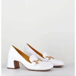 Mocassins Petit Talon Naplak Blanc & Mors Dore - Q167 Naplak White