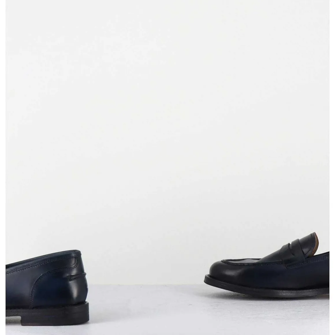 Mocassins Plats En Cuir Glace Bleu Marine - Zoe56040 Blue