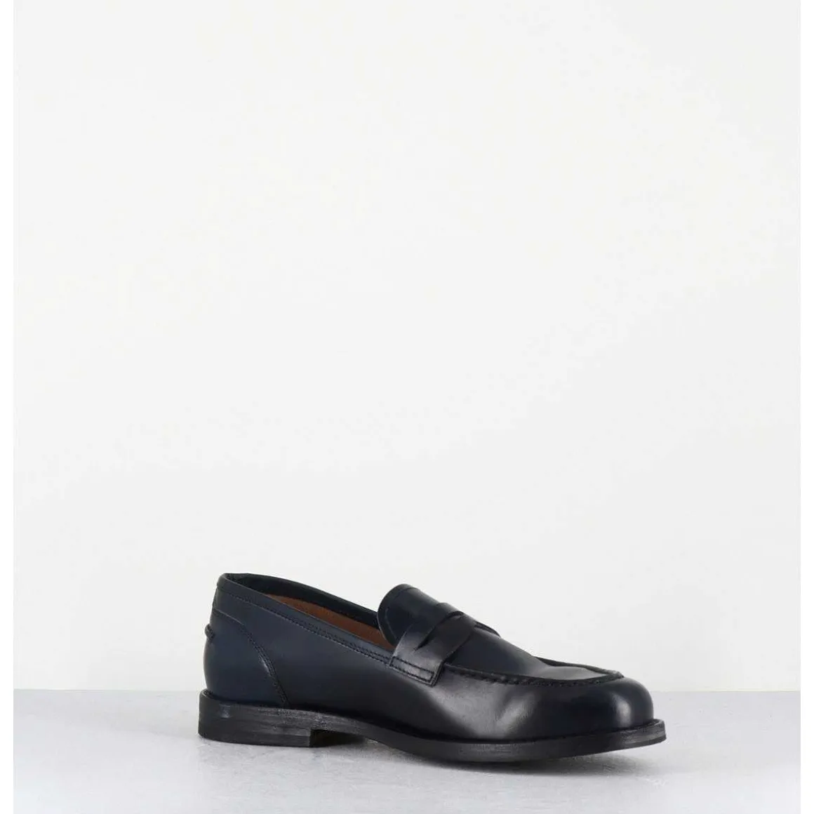 Mocassins Plats En Cuir Glace Bleu Marine - Zoe56040 Blue