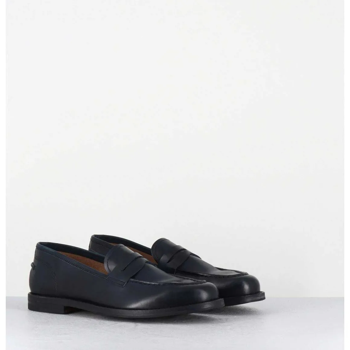 Mocassins Plats En Cuir Glace Bleu Marine - Zoe56040 Blue