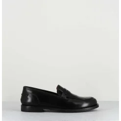 Mocassins Plats En Cuir Glace Noir - Zoe56040 Black