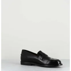 Mocassins Plats En Cuir Glace Noir - Zoe56040 Black