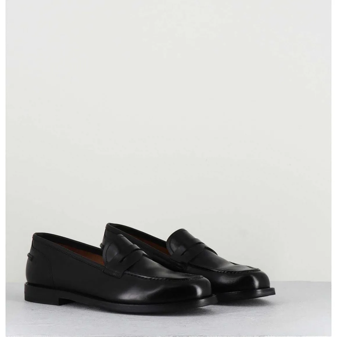 Mocassins Plats En Cuir Glace Noir - Zoe56040 Black
