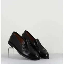 Mocassins Plats En Cuir Glace Noir - Zoe56040 Black