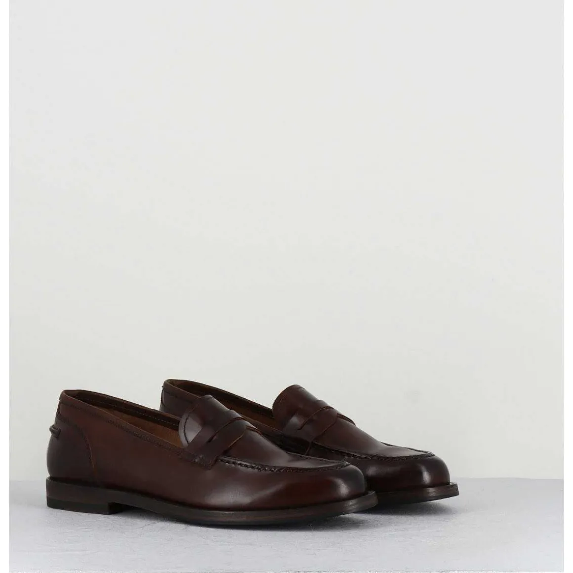 Mocassins Plats En Cuir Glace Marron - Zoe56040 Brown