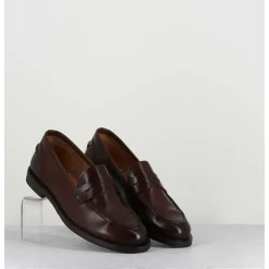 Mocassins Plats En Cuir Glace Marron - Zoe56040 Brown