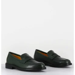 Mocassins Plats En Cuir Souple Vert Fonce - P906 Seta Muschio