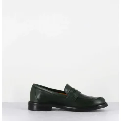 Mocassins Plats En Cuir Souple Vert Fonce - P906 Seta Muschio