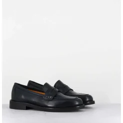 Mocassins Plats En Cuir Souple Bleu Nuit - P906 Seta Blu
