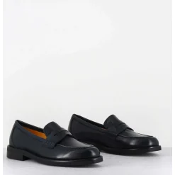 Mocassins Plats En Cuir Souple Bleu Nuit - P906 Seta Blu