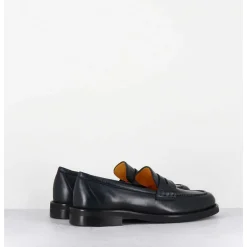 Mocassins Plats En Cuir Souple Bleu Nuit - P906 Seta Blu