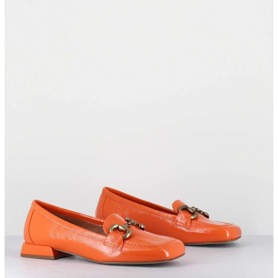 Mocassins 60S En Cuir Vernis Orange - Lake Naplak Arancio