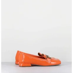 Mocassins 60S En Cuir Vernis Orange - Lake Naplak Arancio