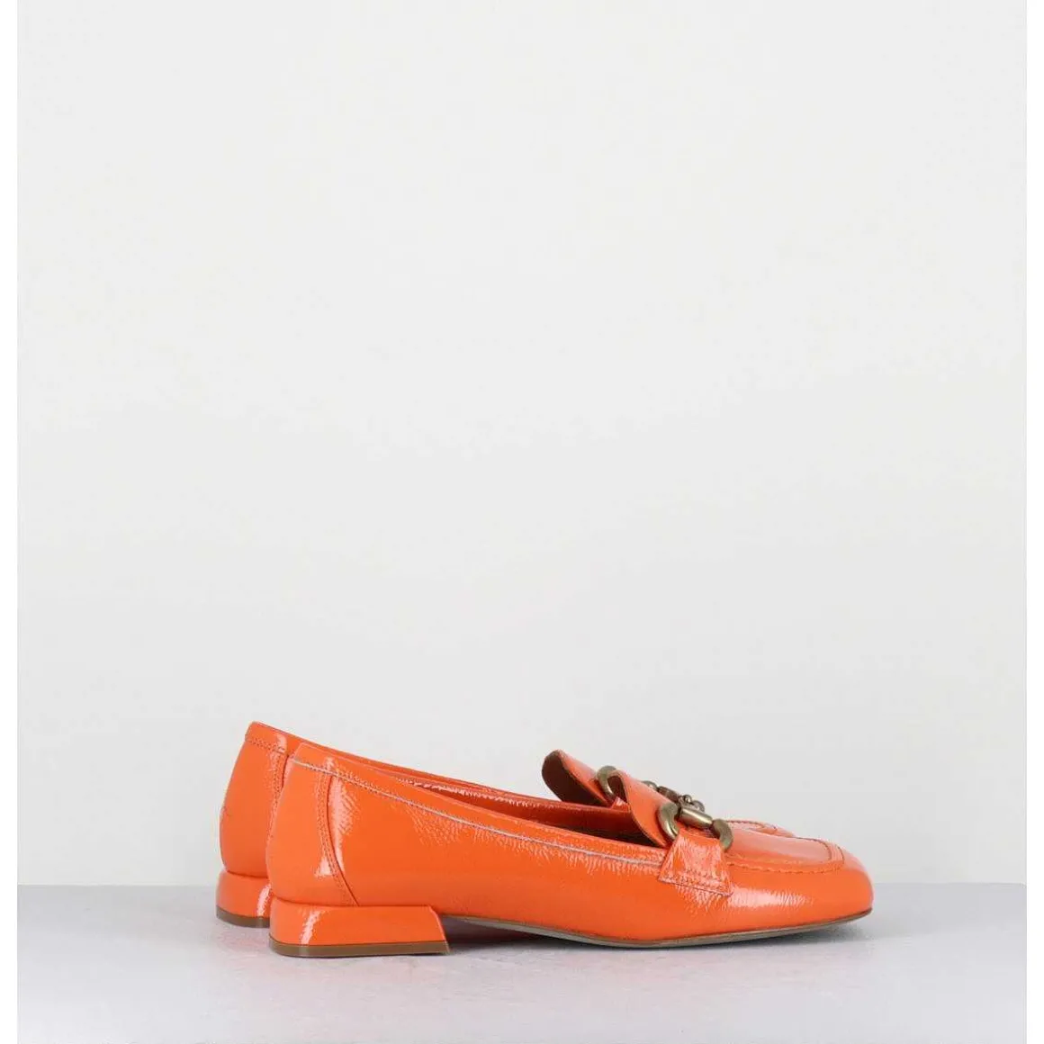 Mocassins 60S En Cuir Vernis Orange - Lake Naplak Arancio