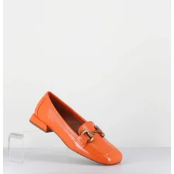 Mocassins 60S En Cuir Vernis Orange - Lake Naplak Arancio