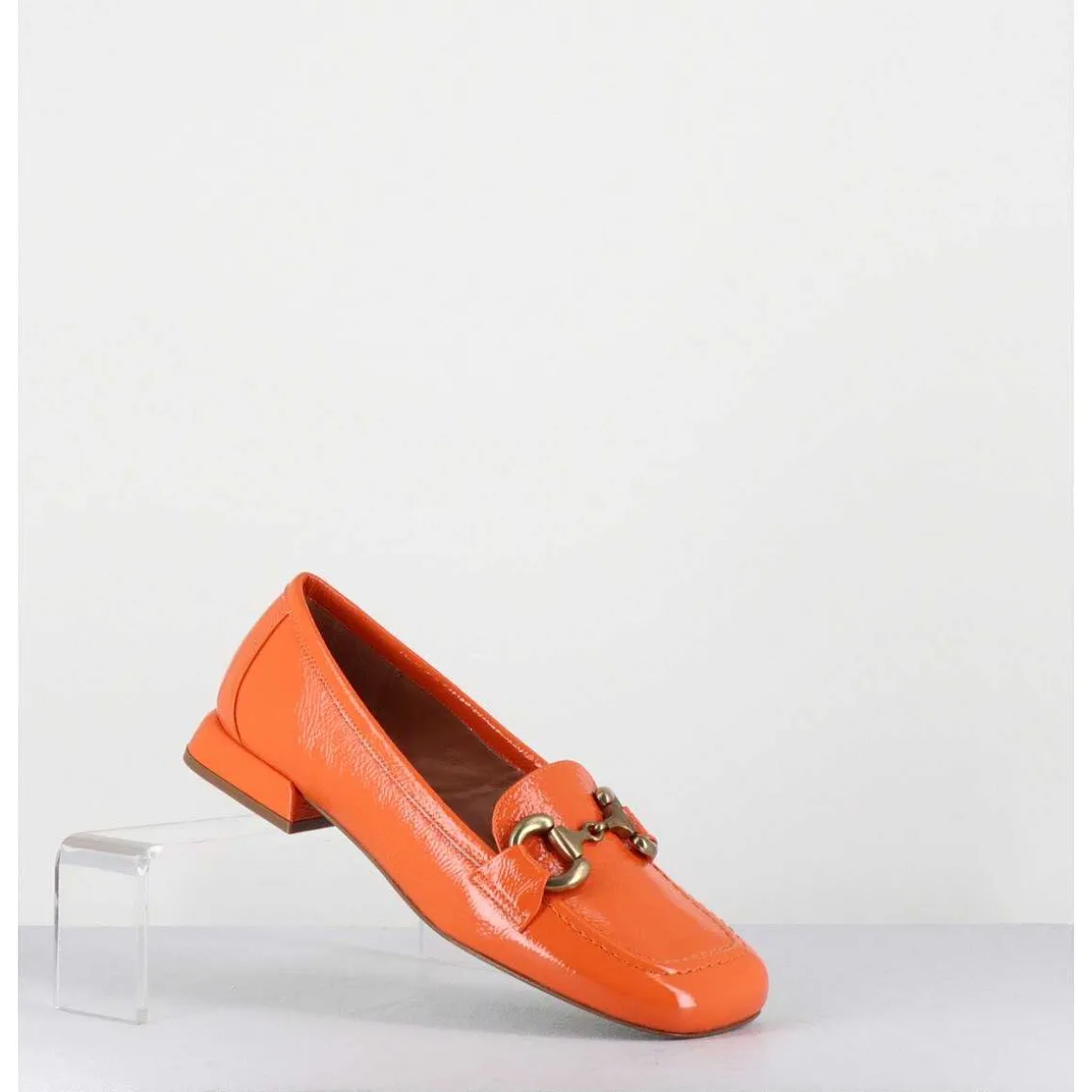 Mocassins 60S En Cuir Vernis Orange - Lake Naplak Arancio