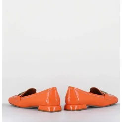 Mocassins 60S En Cuir Vernis Orange - Lake Naplak Arancio