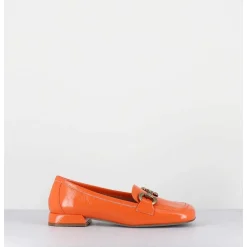 Mocassins 60S En Cuir Vernis Orange - Lake Naplak Arancio
