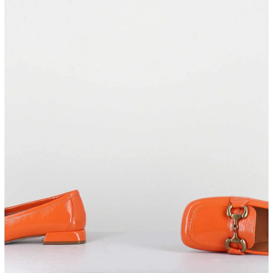 Mocassins 60S En Cuir Vernis Orange - Lake Naplak Arancio