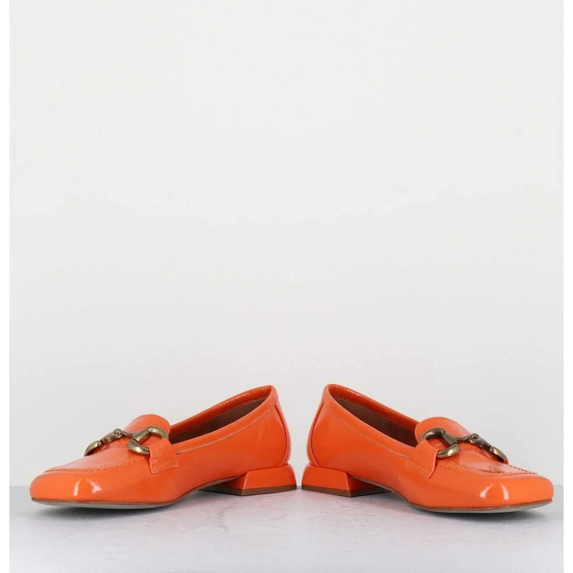Mocassins 60S En Cuir Vernis Orange - Lake Naplak Arancio