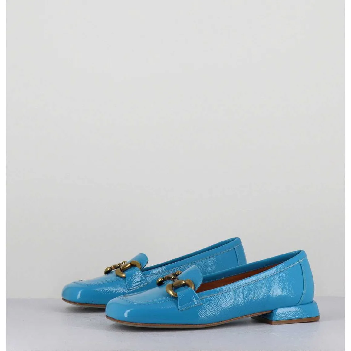Mocassins 60S En Cuir Vernis Bleu - Lake Naplak Blu