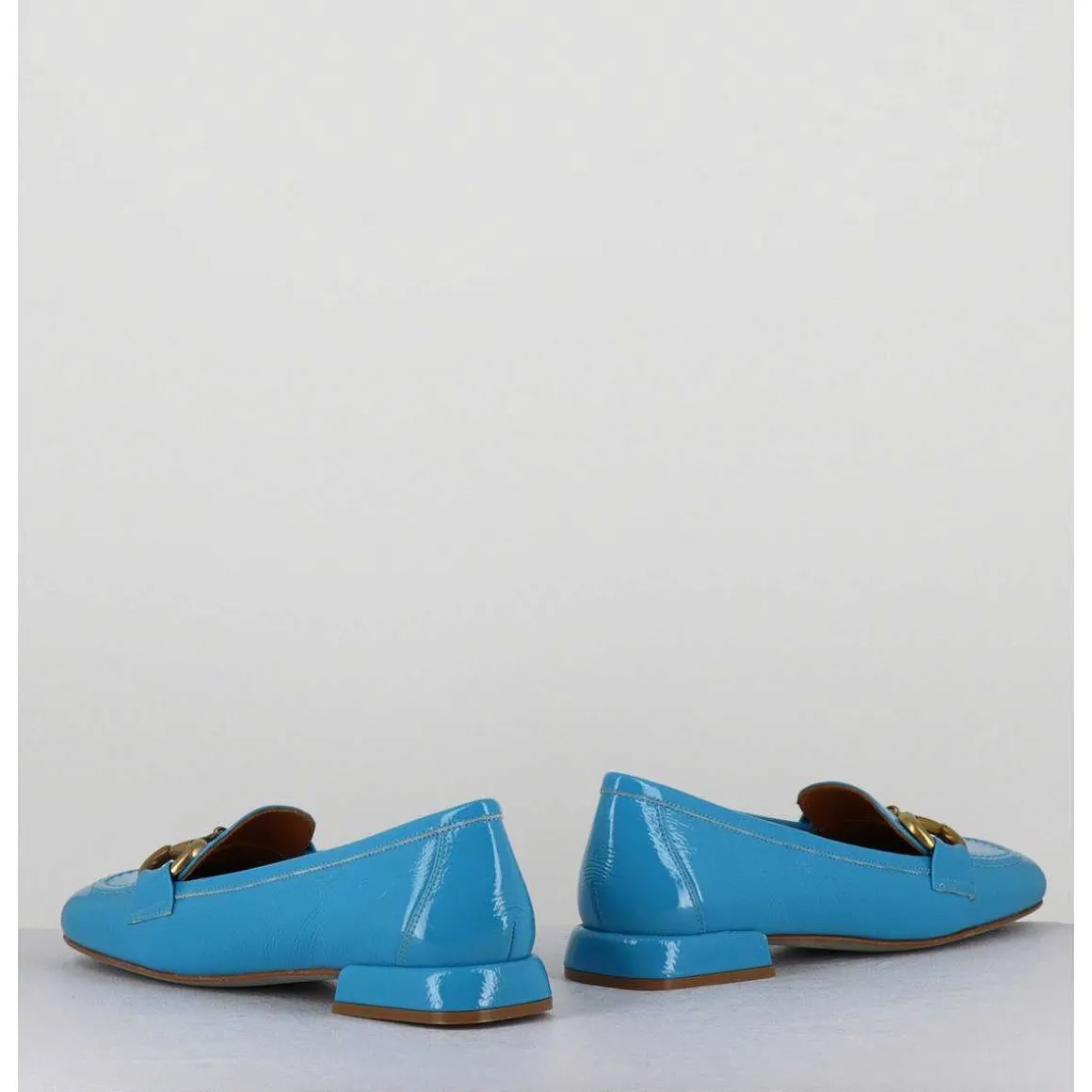 Mocassins 60S En Cuir Vernis Bleu - Lake Naplak Blu