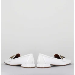 Mocassins 60S En Cuir Vernis Blanc - Lake Naplak Bianco