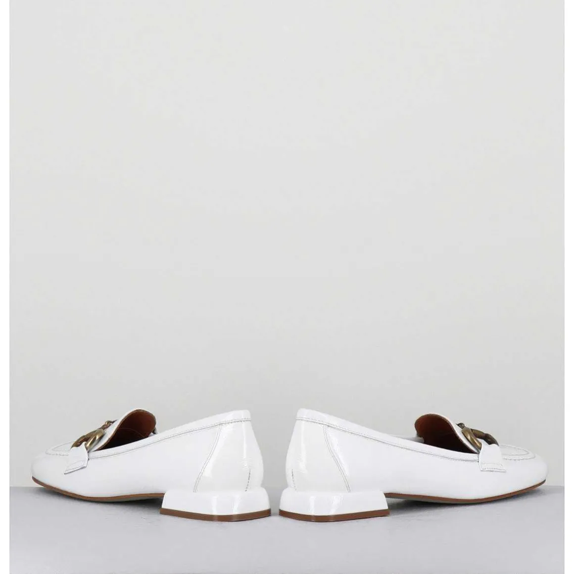 Mocassins 60S En Cuir Vernis Blanc - Lake Naplak Bianco
