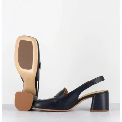Mocassins Slingback A Talon En Cuir Bleu Nuit 70S - S242234 Remuve Blu