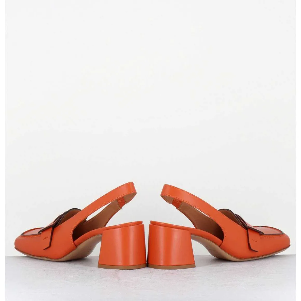 Mocassins Slingback A Talon En Cuir Orange 70S - S242234 Remuve Orange