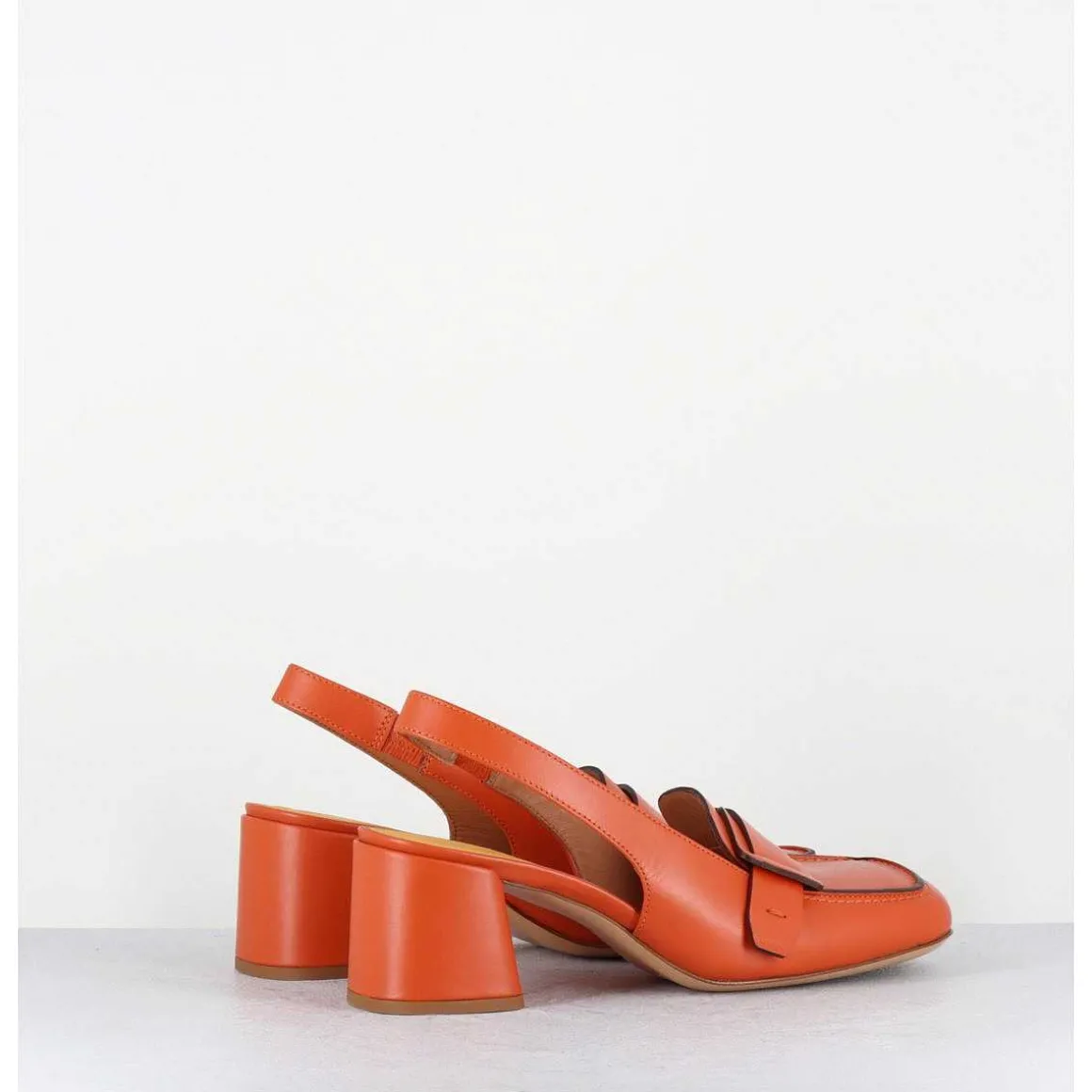 Mocassins Slingback A Talon En Cuir Orange 70S - S242234 Remuve Orange